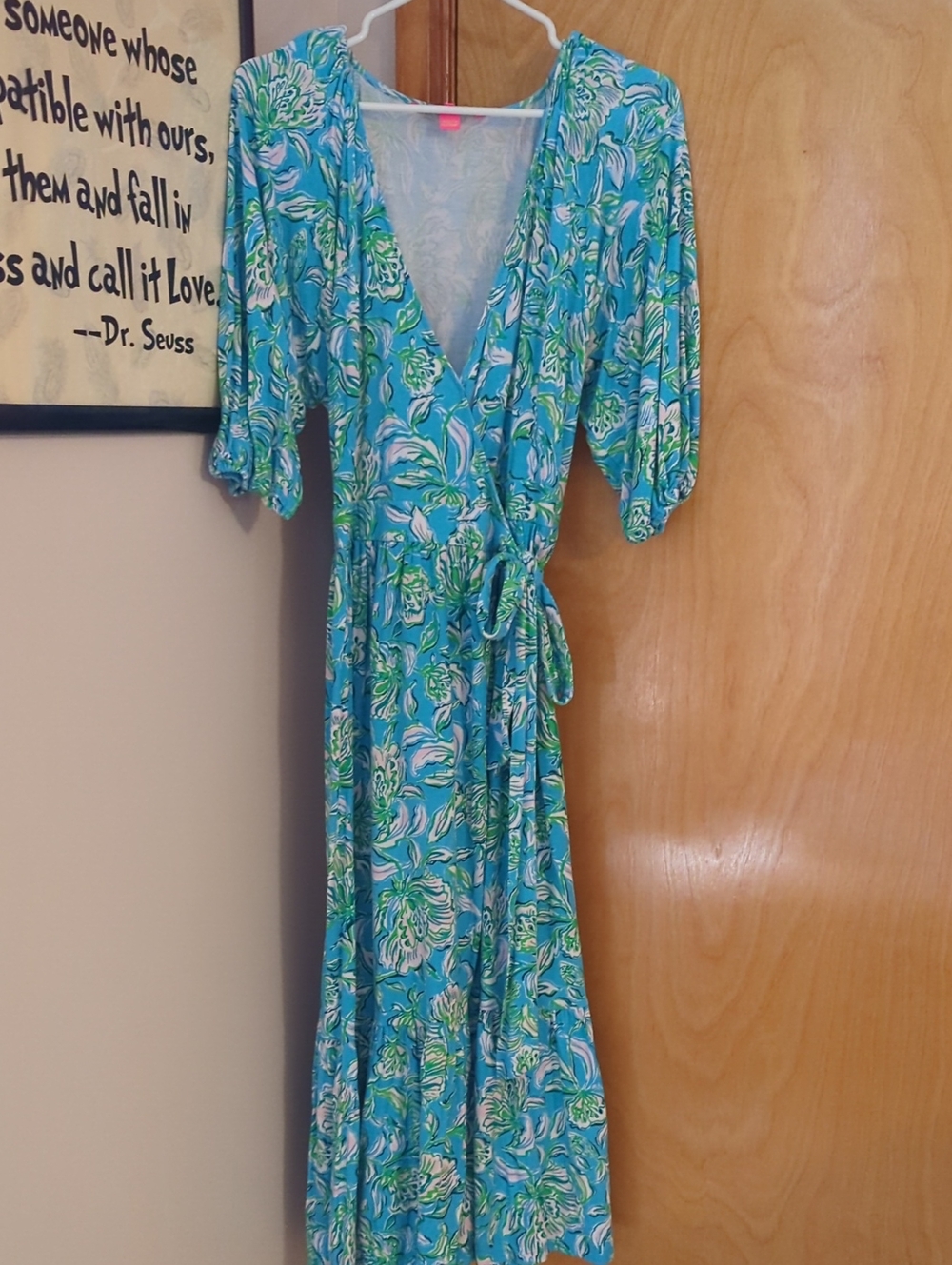 Lilly Pulitzer Blue & Green Floral Wrap Dress